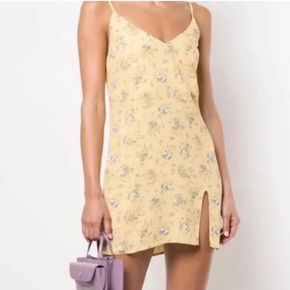 Reformation Marlowe Yellow Floral Mini Dress XS. Used, in good condition.